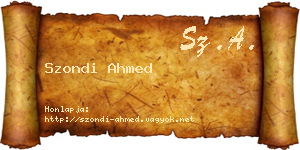 Szondi Ahmed névjegykártya